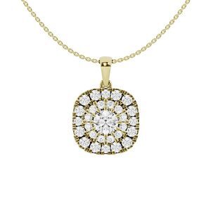 14K 2.00 Ct. Tw. Lab-Grown Diamond Halo Pendant Necklace